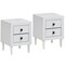Costway 2 PCs Nightstand End Bedside Coffee Table Wooden Leg Storage Drawers White